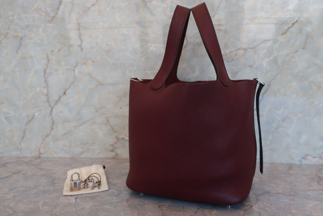 HERMES PICOTIN LOCK MM Clemence leather Bordeaux X刻印 Hand bag 700070137