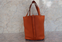 将图片加载到图库查看器，HERMES PICOTIN MM Clemence leather Orange □J刻印 Hand bag 600110038
