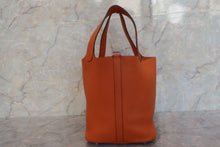 将图片加载到图库查看器，HERMES PICOTIN MM Clemence leather Orange □J刻印 Hand bag 600110038
