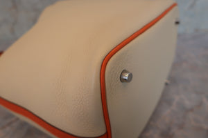 HERMES PICOTIN MM Bi-color Clemence leather Parchemin/Orange Hand bag 600060040