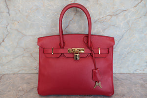 HERMES／エルメス バーキン30 クシュベル ルージュヴィフ 〇X刻印 ハンドバッグ 700090205