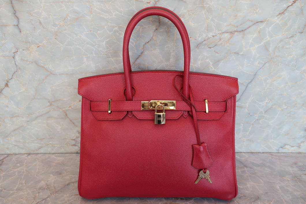 HERMES／エルメス バーキン30 クシュベル ルージュヴィフ 〇X刻印 ハンドバッグ 700090205
