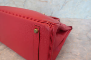 HERMES／エルメス バーキン30 クシュベル ルージュヴィフ 〇X刻印 ハンドバッグ 700090205