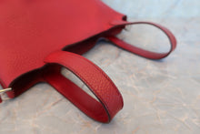 将图片加载到图库查看器，HERMES PICOTIN LOCK PM Clemence leather Rouge garance Hand bag 600060106
