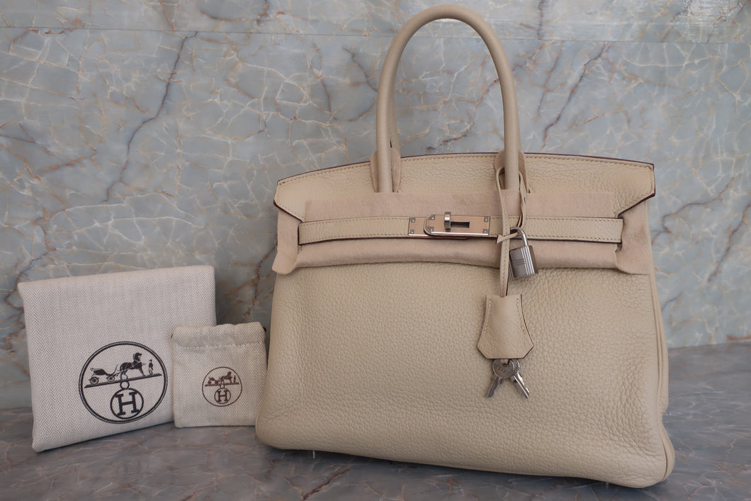 HERMES BIRKIN 30 Clemence leather Parchemin □K刻印 Hand bag 600090265