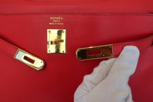 Load image into Gallery viewer, HERMES  KELLY 35 Gulliver leather Vermillon 〇Z Engraving Shoulder bag 700090182
