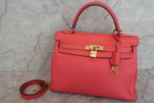 将图片加载到图库查看器，HERMES KELLY 32 Clemence leather Rose jaipur □P刻印 Shoulder bag 600070127
