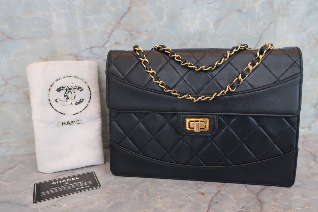 CHANEL/シャネル 2.55マトラッセチェーンショルダーバッグ ラムスキン ブラック/ゴールド金具 ショルダーバッグ 700080153
