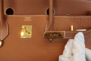 HERMES BIRKIN 40 Graine Couchevel leather Gold 〇Z Engraving Hand bag 600100233