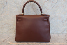 将图片加载到图库查看器，HERMES KELLY 28 Graine Couchevel leather Chocolat □B刻印 Hand bag 600110042
