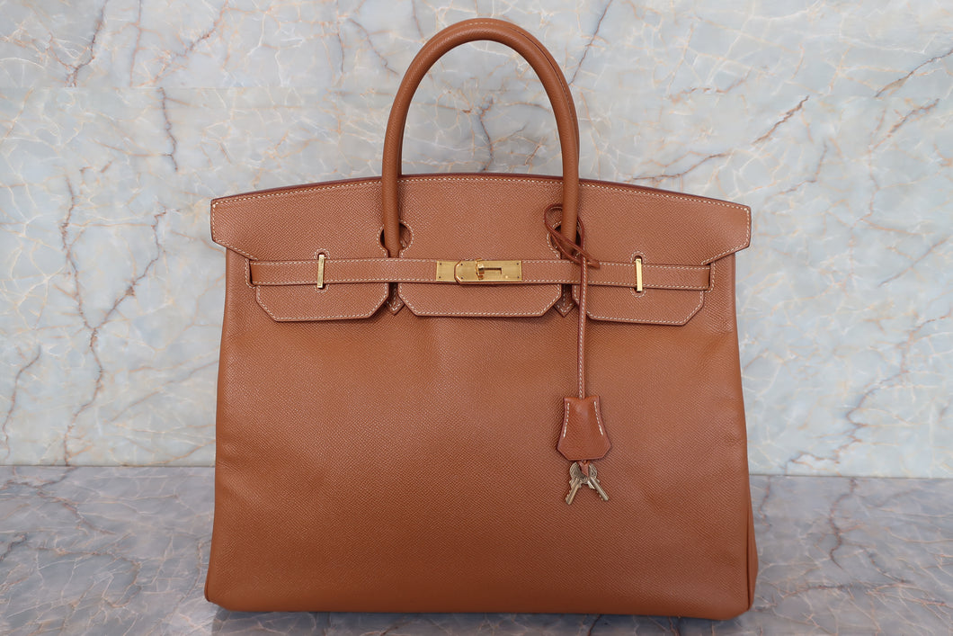 HERMES／エルメス バーキン40 クシュベル ゴールド □B刻印 ハンドバッグ 700110030