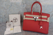 将图片加载到图库查看器，HERMES BIRKIN 30 Clemence leather Sanguine □P刻印 Hand bag 600070133
