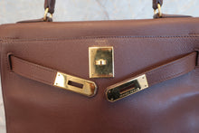 将图片加载到图库查看器，HERMES KELLY 28 Graine Couchevel leather Chocolat □B刻印 Hand bag 600110042
