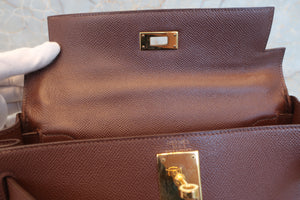 HERMES KELLY 28 Graine Couchevel leather Chocolat □B刻印 Hand bag 600110042