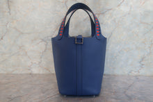 Load image into Gallery viewer, HERMES PICOTIN LOCK PM Tressage Epsom leather  Blue brighton/Capucine/Blue saphir C Engraving Hand bag 700120132
