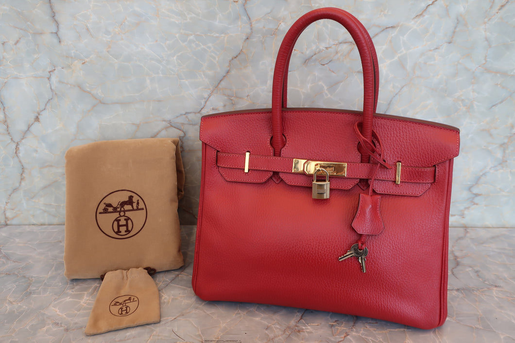 HERMES／エルメス バーキン30 アルデンヌ ルージュヴィフ □E刻印 ハンドバッグ 700110025