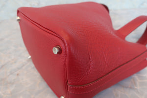 HERMES PICOTIN PM Clemence leather Rouge garance Hand bag 700090191
