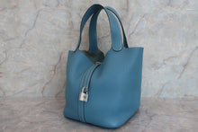 将图片加载到图库查看器，HERMES PICOTIN LOCK MM Clemence leather Blue jean □M刻印 Hand bag 600070122
