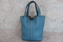 将图片加载到图库查看器，HERMES PICOTIN LOCK MM Clemence leather Blue jean □M刻印 Hand bag 600070122
