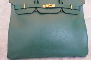 HERMES BIRKIN 40 Ardennes leather Green 〇W Engraving Hand bag 600070131