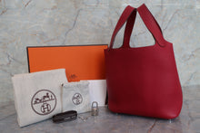 将图片加载到图库查看器，HERMES PICOTIN LOCK PM Clemence leather Rouge garance □O刻印 Hand bag 600090080
