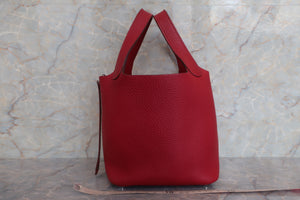 HERMES PICOTIN LOCK PM Clemence leather Rouge garance □O刻印 Hand bag 600090080