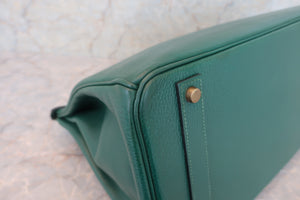 HERMES BIRKIN 40 Ardennes leather Green 〇W刻印 Hand bag 600070131