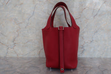 将图片加载到图库查看器，HERMES PICOTIN LOCK PM Clemence leather Rouge garance □O刻印 Hand bag 600090080
