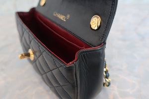 CHANEL Mini matelasse chain shoulder bag Lambskin Black/Gold hadware Shoulder bag 600050035
