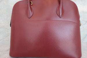 HERMES BOLIDE 35 Graine Lisse leather Rouge H □G刻印 Hand bag 600070101