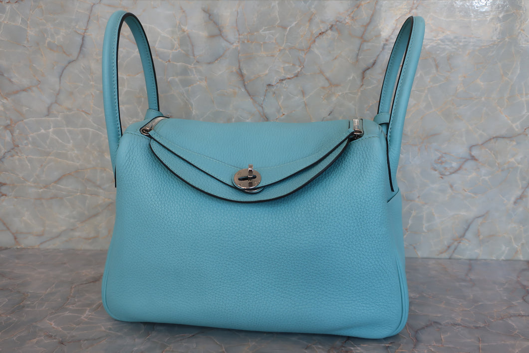 HERMES LINDY 30 Clemence leather Blue atoll A刻印 Shoulder bag 600080184