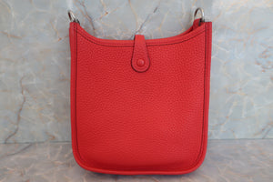 HERMES EVELYNE TPM Clemence leather Rouge casaque X刻印 Shoulder bag 600070141