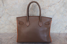 Load image into Gallery viewer, HERMES BIRKIN 30 Personal order Clemence leather Etoupe gray/Orange □O Engraving Hand bag 700050248
