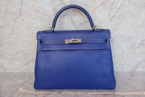 HERMES CANDY KELLY 32 Epsom leather Blue electric/Mykonos □P Engraving Shoulder bag 600110041