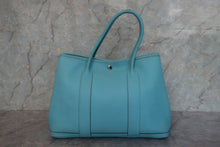 将图片加载到图库查看器，HERMES GARDEN PARTY PM Country leather Blue atoll T刻印 Tote bag 800010083
