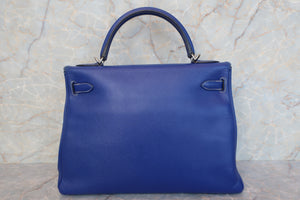 HERMES CANDY KELLY 32 Epsom leather Blue electric/Mykonos □P Engraving Shoulder bag 600110041