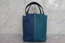 将图片加载到图库查看器，HERMES PICOTIN LOCK CASAQUE MM Clemence leather Deep blue/Vert bosphore Y刻印 Hand bag 600090226
