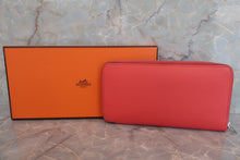 Load image into Gallery viewer, HERMES Azapp Long Silkin Epsom leather/Silk Rose jaipur □Q Engraving Wallet 600060128
