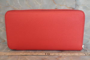 HERMES Azapp Long Silkin Epsom leather/Silk Rose jaipur □Q刻印 Wallet 600060128