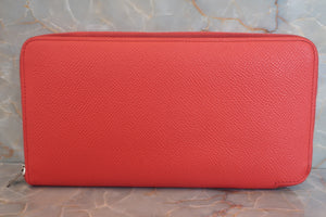 HERMES Azapp Long Silkin Epsom leather/Silk Rose jaipur □Q刻印 Wallet 600060128