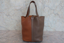 将图片加载到图库查看器，HERMES PICOTIN LOCK CASAQUE MM Clemence leather Etoupe gray/Gold □P刻印 Hand bag 800070093
