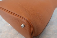 将图片加载到图库查看器，HERMES PICOTIN LOCK CASAQUE MM Clemence leather Etoupe gray/Gold □P刻印 Hand bag 800070093
