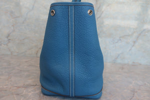 HERMES GARDEN PARTY PM Negonda leather Blue jean □O刻印 Tote bag 600050170