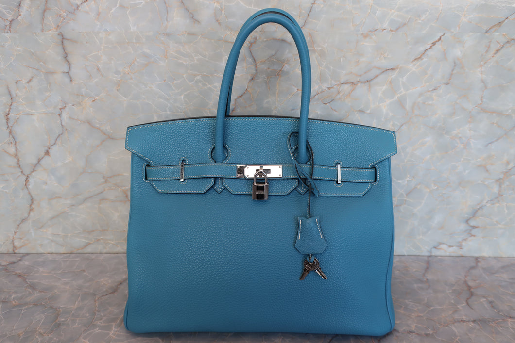 HERMES BIRKIN 35 Togo leather Blue jean □J Engraving Hand bag 700090197