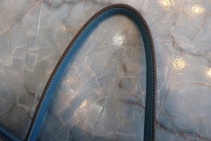 HERMES GARDEN PARTY PM Negonda leather Blue jean □O Engraving Tote bag 600050170