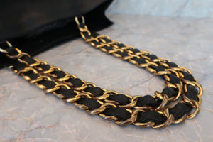 CHANEL CC mark chain tote bag Lambskin Black/Gold hadware Tote bag 600040075