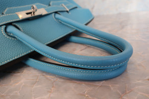 HERMES BIRKIN 35 Togo leather Blue jean □J Engraving Hand bag 700090197