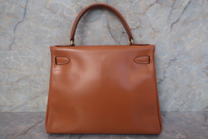 HERMES KELLY 28 Box carf leather Natural Hand bag 600090145