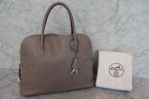 HERMES BOLIDE RELAX 35 Sikkim leather Etoupe gray □O刻印 Hand bag 600080212