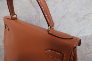 HERMES KELLY 28 Box carf leather Natural Hand bag 600090145